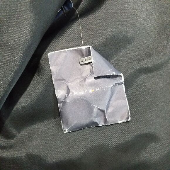 Vintage Tommy Hilfiger Leather Jacket Mens Medium Black Mid Pea Coat Dress - Picture 6 of 12